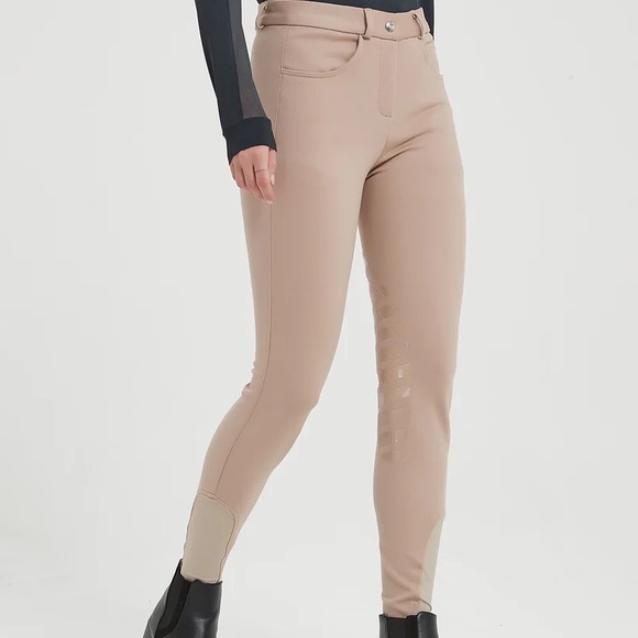 HR Farm Chron Light Equestrian Womens 28 Silicone Knee Patch Breeches Tan Pants - Picture 2 of 15